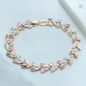 Elegant Tri-Color GOLD Butterfly Bracelet